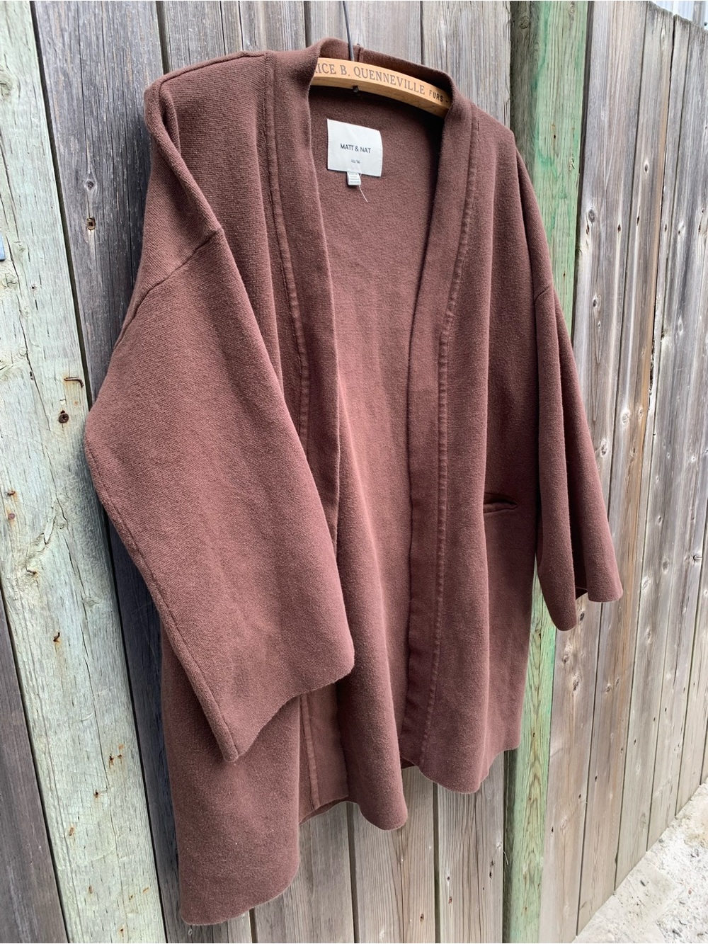 MATT & NAT Elsa Brown Organic Cotton Blend Open Front Cardigan XL/TG
